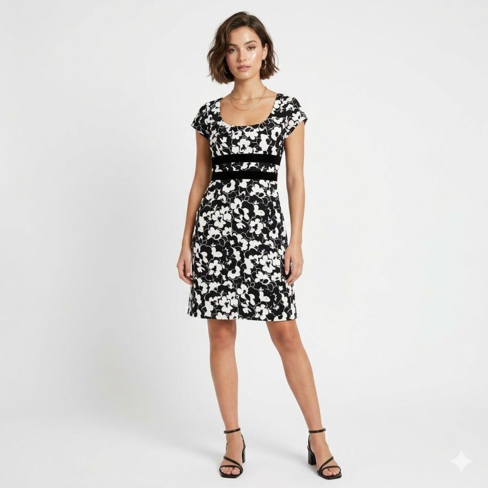 Donna Rico NY Vintage Floral Empire Waist Sheath Dress Babydoll SZ 8